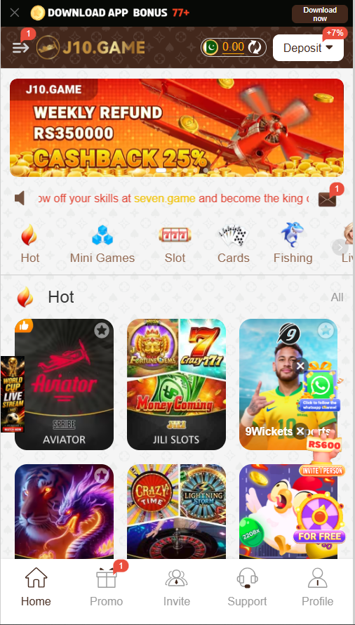 j10.Game home screen on Android